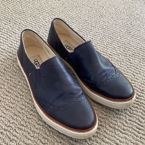 Blue Leather Ugg Slip Ons